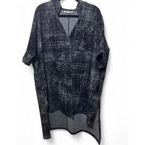 Bryn Walker Womens M Black Grey Abstract Print High Low Oversized